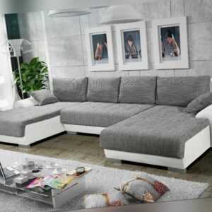 Sofa Couch Garnitur Sofagarnitur LEON U mit Schlaffunktion Wohnlandschaft NEU
