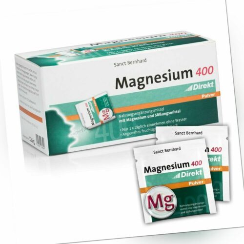 Magnesium 400 Direkt Pulver | hoch dosiert | 60 Portionsbeutel (78,57€/kg)