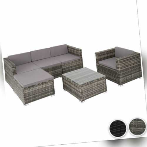 Poly Rattan Sitzgruppe Lounge Gartenmöbel Set Garnitur Sofa Sessel Hocker Tisch