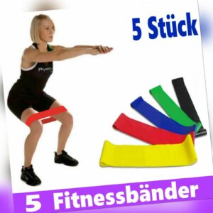 5er Set Fitnessbänder Sport Widerstandsband schlank Gummiband Gymnastikband Figu