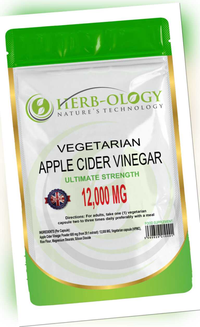Apfelessig-Kapseln, ungefilterte rohe Tabletten, britischer Verkäufer, 12.000 mg