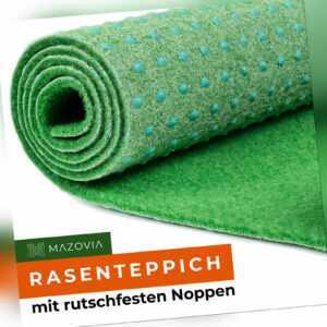 Kunstrasen Teppich Wasserfest Rasenteppich Balkon mit Noppen Grün hellgrün