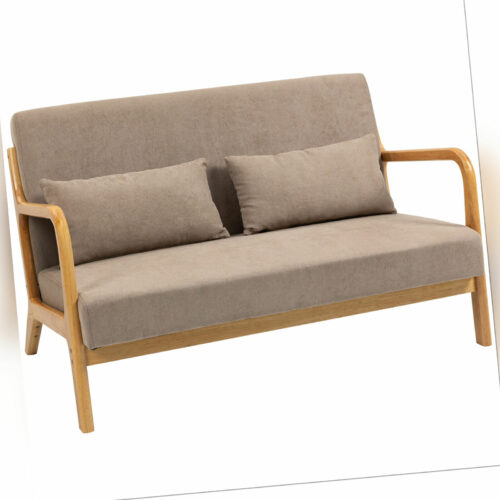 2-Sitzer Sofa Zweisitzer mit Kissen, Doppelsofa mit Samtoptik für Wohnzimmer