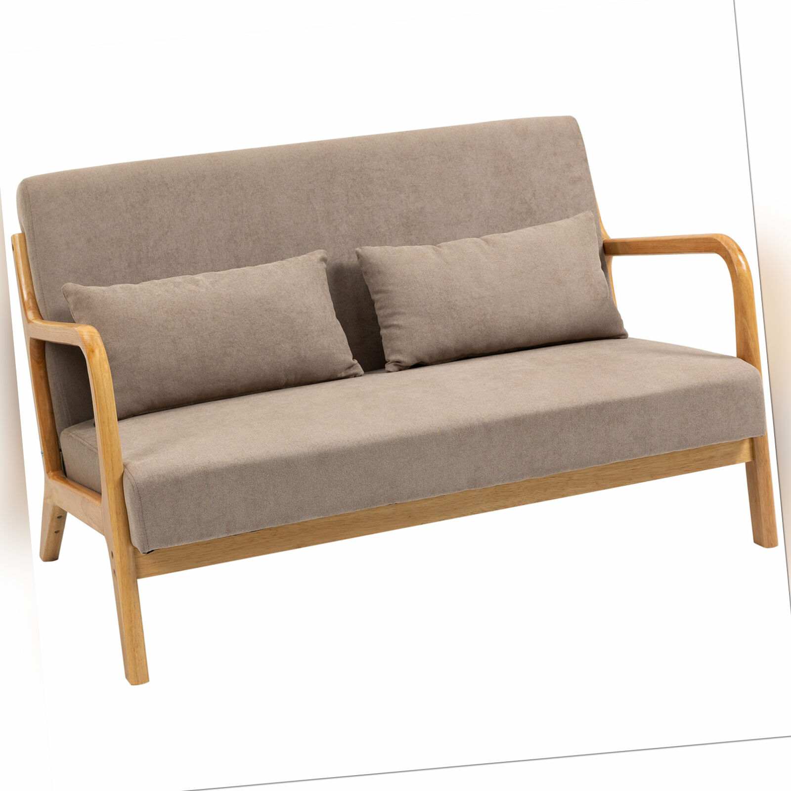 2-Sitzer Sofa Zweisitzer mit Kissen, Doppelsofa mit Samtoptik für Wohnzimmer