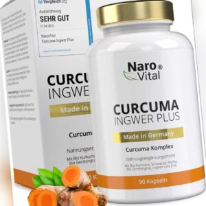 Kurkuma Kapseln hochdosiert - Mit Bio Curcuma Pulver - Curcumin & Piperin