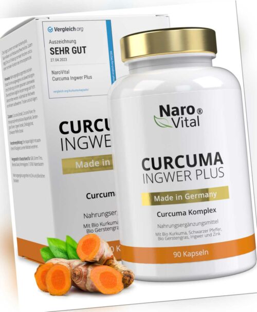 Kurkuma Kapseln hochdosiert - Mit Bio Curcuma Pulver - Curcumin & Piperin