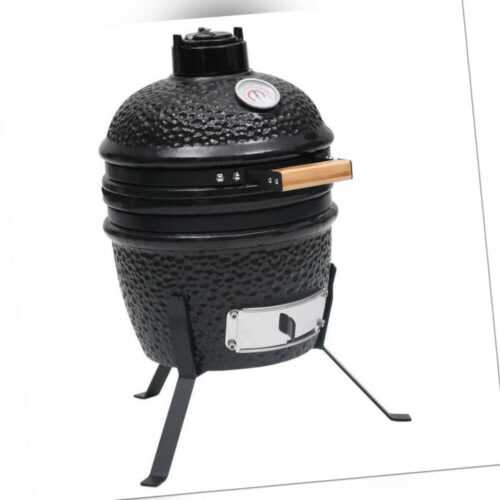 Kamado Barbecue Grill und Smoker Keramik 56 cm Temperaturanzeige Schwarz BBQ