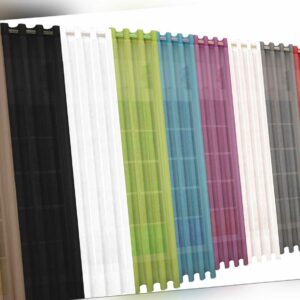 2 Stück Ösen Gardinen uni transparent Voile Vorhänge Bleiband Moderne Farben