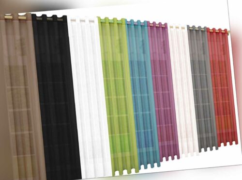 2 Stück Ösen Gardinen uni transparent Voile Vorhänge Bleiband Moderne Farben