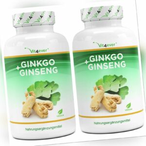 2x Ginkgo Biloba Ginseng Mix 8000 = 730 Tabletten - Vegan  & Hochdosiert