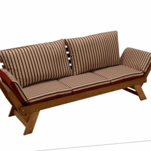 Gartenbank Schlafsofa Gartenmöbel Gartensofa TIROL 202cm, Holz, mit Auflage rot