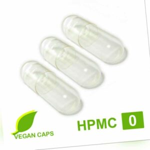 Leerkapseln 100 - 20.000 vegan / vegetarisch HPMC Gr. 0 leere Kapseln Zellulose