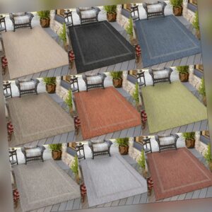 In & Outdoor Balkon Terasse Teppich Wasserfest Küche Rechteckig Bordüre Design