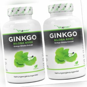 2x Premium Ginkgo Biloba 6000mg 730 x Tabletten - Hochdosiert & Vegan
