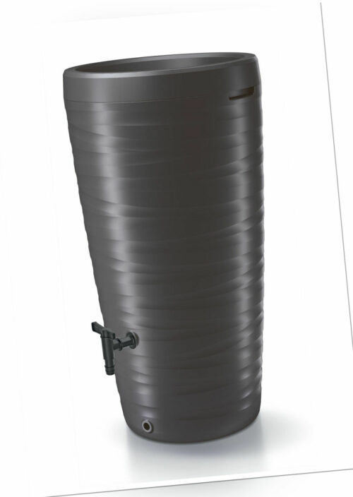 Regen Tonne 240 L m. Wasserhahn - anthrazit - Wasser Tank Pflanzschale Deckel