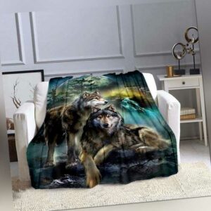 Mondlicht Nacht Tier Wolf Decke Schlafzimmer Rest Sofa Dicke Decke