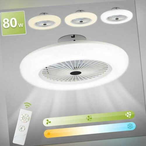 80W Deckenventilator Leuchte Ventilator Lampe Licht Fernbedienung Wohn LED