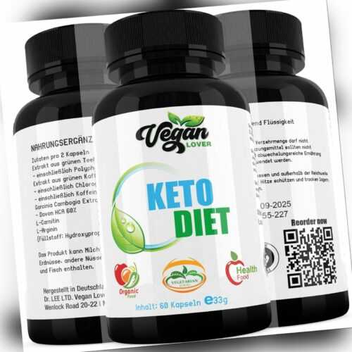 3 x KETO DIET , Vegan mit Carnitin, Grüner Tee, Grüner Kaffee, Garcinia, Arginin