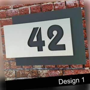 3D Effekt Hausnummer Schild anthrazit schwarz Edelstahl Design Acryl modern