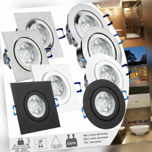 LED Einbaustrahler 230V Spot IP44 Set Bad Deckenstrahler Einbau GU10 6W 7W MARE