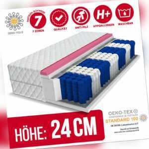 Matratze MEMORY 24 cm 7 Zonen VISCO Premium Taschenfederkern H2 und H3 neu