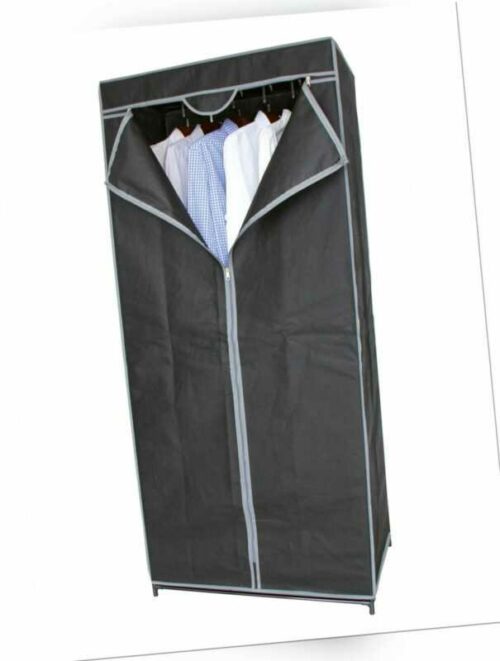 Stoff Kleiderschrank dunkelgrau - 160 x 70 cm - Falt Garderoben Kleider Schrank