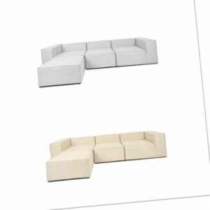 Modulares Sofa Couch Modulsofa Wohnlandschaft Modular Beige Hellgrau Lounge