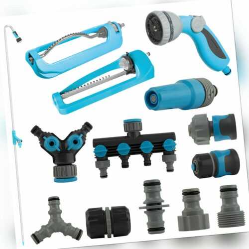 Zubehör Gartenschlauch Kunststoff blau Gartendusche Sprinkler Spritze Verteiler