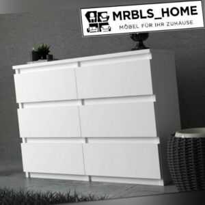 MRBLS Kommode Weiß mit 6 Schubladen Sideboard Schubladenschrank Kleiderschrank