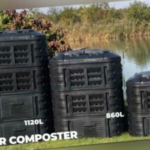 Thermokomposter Komposter mit Klappe Gartenkomposter Kunststoff Schwarz Neu