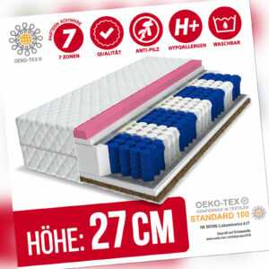 Matratze 180x200 Taschenfederkern Visco Memory Kokos 7 Zonen KARIMAX 27cm H3 H4