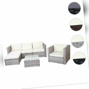 Poly-Rattan-Garnitur Brescia, Gartengarnitur Sitzgruppe Sofa Lounge-Set