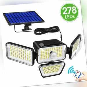 LED Solarleuchte mit Bewegungsmelder Solarlampe Außenlicht Gartenstrahler Fluter