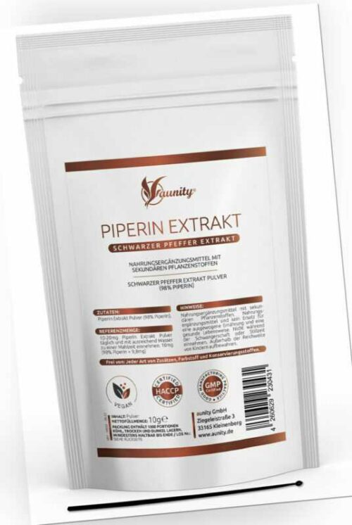 Piperin Extrakt - Schwarzer Pfeffer Extrakt Pulver - 98% Piperin - (10g o. 20g)