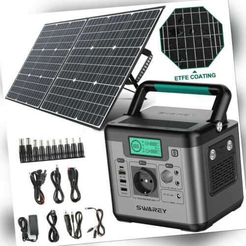 500W Solar Generator 518Wh Power Station Max-1000W Mit 100W Solarpanel Ladegerät