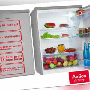 Amica Kühlschrank Silber 156 L Vollraumkühlschrank freistehend Edelstahloptik