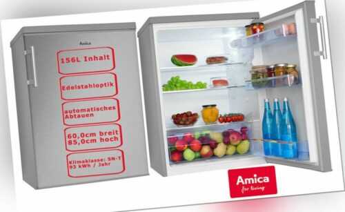 Amica Kühlschrank Silber 156 L Vollraumkühlschrank freistehend Edelstahloptik
