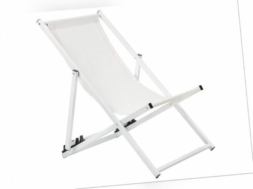 Bequemer cremeweißer Liegestuhl mit weißem Rahmen aus Aluminium und Polyester