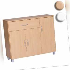 FineBuy Sideboard 90x75 cm Kommode Anrichte 3 Türen 1 Schublade kleiner Schrank