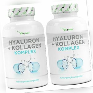 Hyaluron + Kollagen Komplex - 480 Kapseln Hochdosierte Hautformel + Silizium B7