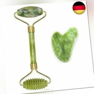 100% Jade Roller Set, Gua Sha MassagegeräT, Natü Rliche Jaderolle, Gesichts FüR