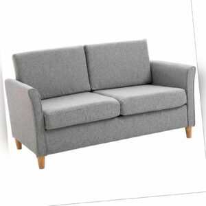 Sofa Zweisitzer Couch Doppelsofamit Kissen Leinen Hellgrau