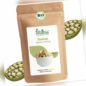Bio Baobab Kapseln | Hochdosiert 1350mg Tagesdosis | 100% rein ohne Zusätze