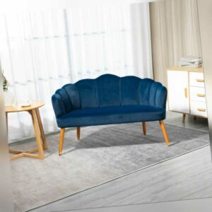 HOMCOM  2 Sitzer Sofa Loveseat Doppelsofa mit Velvet-Touch Polyester Dunkelblau