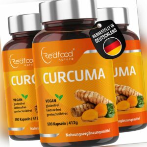 3xBiO Kurkuma ⭐ 3x500 Kapseln ⭐ hochdosiert 700mg Curcuma Curcumin + Piperin