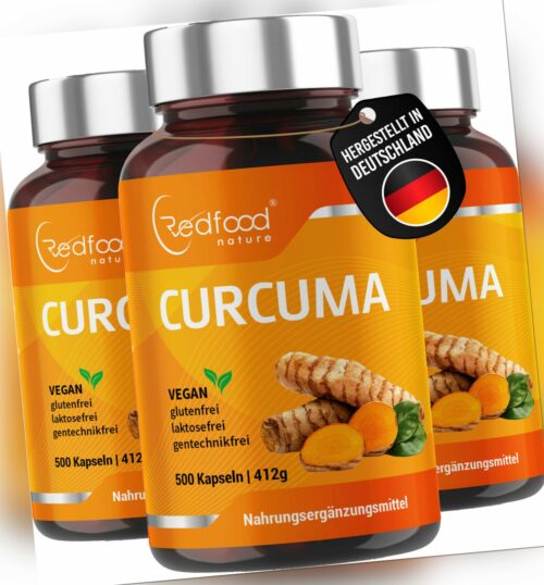 3xBiO Kurkuma ⭐ 3x500 Kapseln ⭐ hochdosiert 700mg Curcuma Curcumin + Piperin