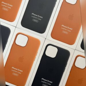 Original Apple Leder Case MagSafe iPhone 13 mini Mitternacht Goldbraun Wisteria