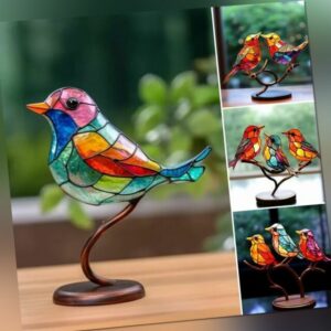 Vögel auf Zweigen Buntglasornamente Vogel Tisch Dekoration Buntglas Kunst Figur