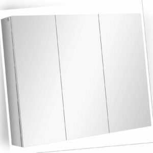 Spiegelschrank, Badezimmerschrank mit 3 Türen, Hängeschrank, Badschrank, Silber