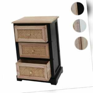 Kommode HWC-K87, Schubladenschrank, Holz Rattan 63x40x28cm